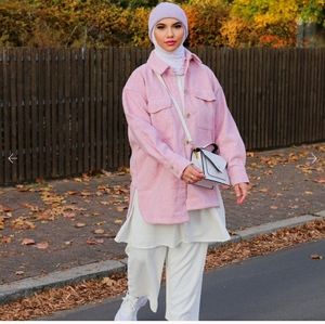 H&M Pink Fleece shirt jacket